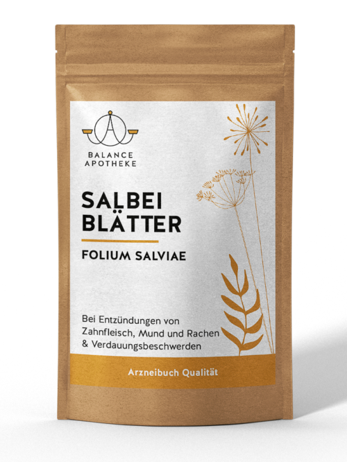 Salbeiblätter Folium Salviae - Zur Anwendung bei Entzündungen von Zahnfleisch, Mund und Rachen sowie Verdauungsbeschwerden.