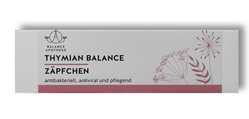Thymian Balance Zäpfchen mit antibakterieller, antiviraler und pflegender Wirkung.