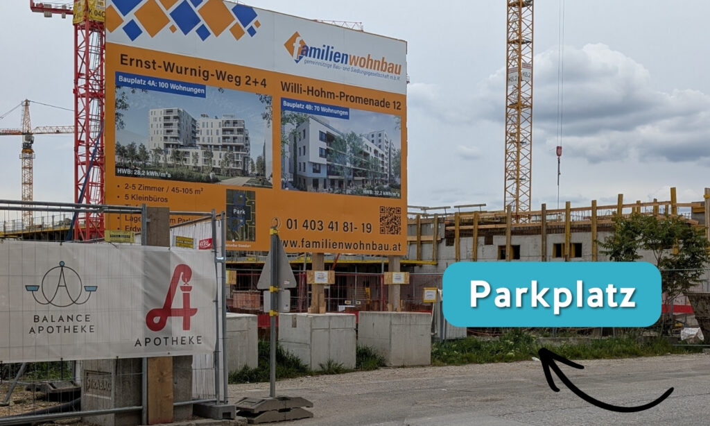 Parkplatz Balance Apotheke Baustelle Meischlgasse Foto
